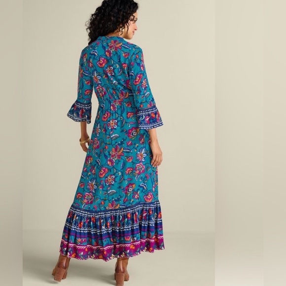 Soft Surroundings Allene Maxi Dress Floral Boho Pockets Women’s Med Petite - Picture 9 of 16